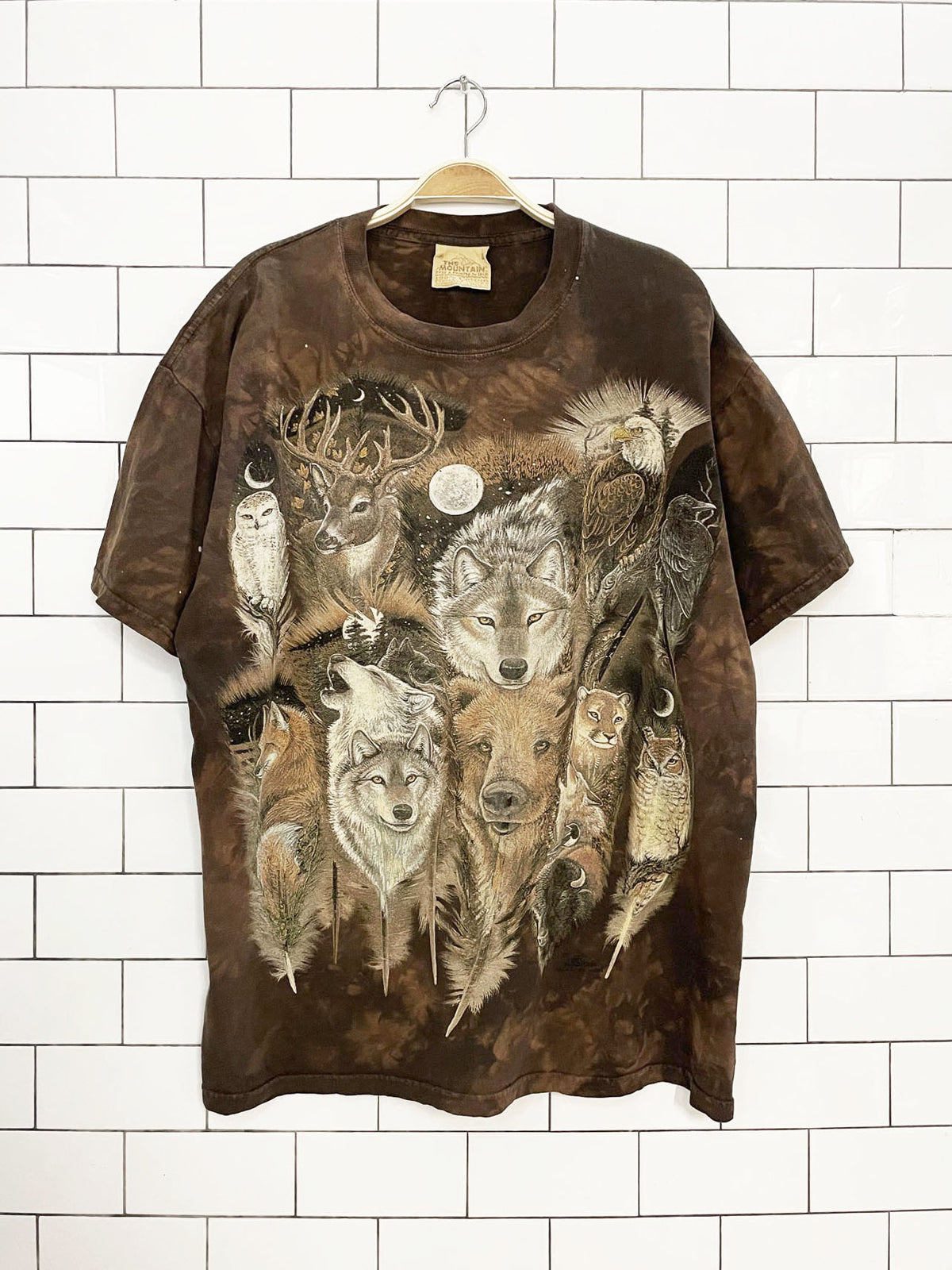 vintage 00s the mountain woodland animals tie dye tee
