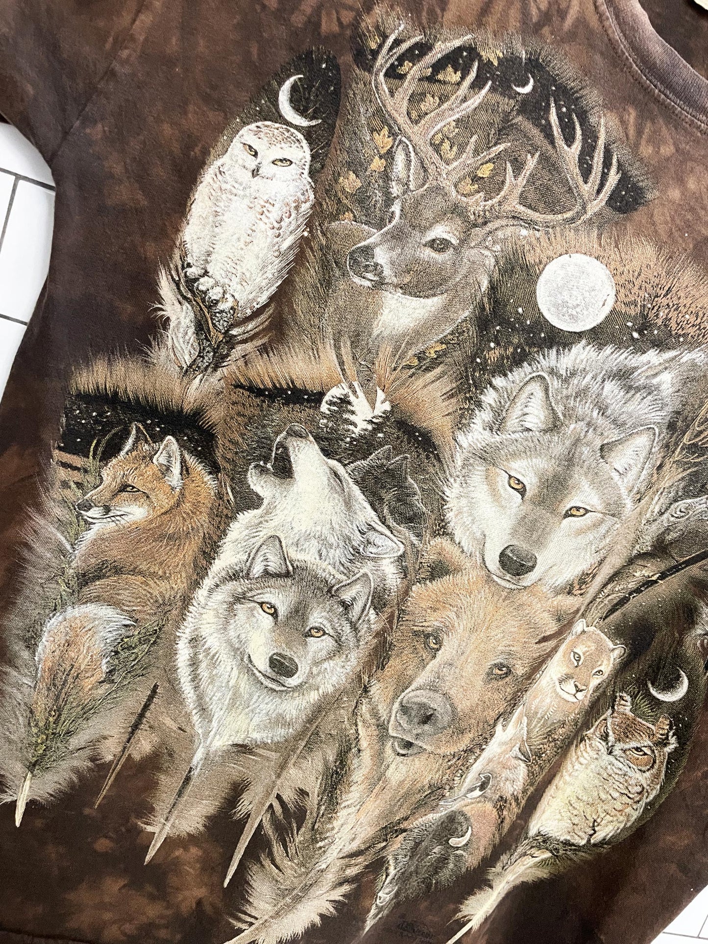 vintage 00s the mountain woodland animals tie dye tee