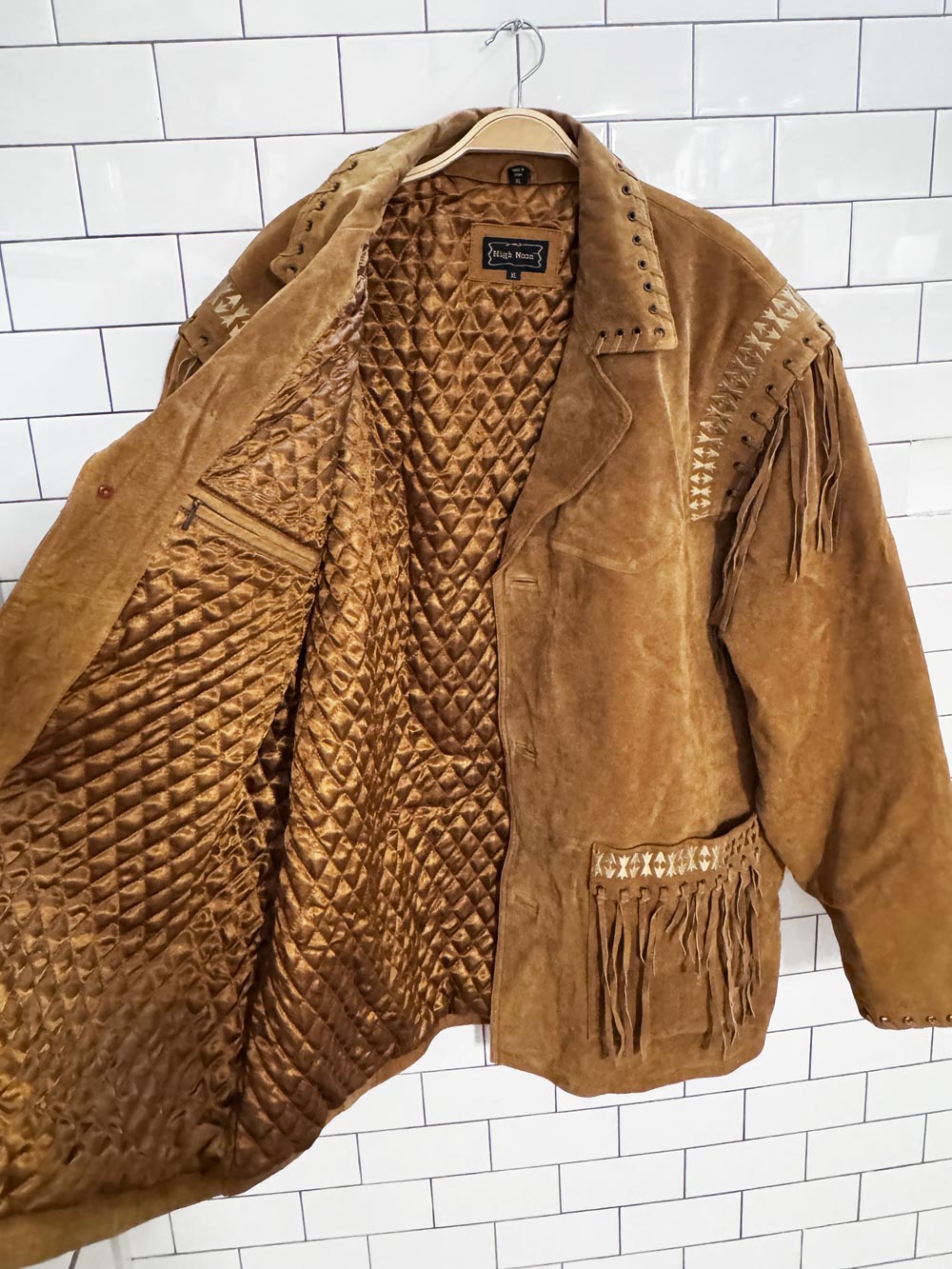 vintage high noon suede tassel trim rancher jacket | leather