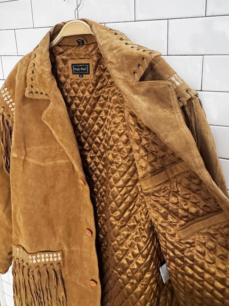 vintage high noon suede tassel trim rancher jacket | leather