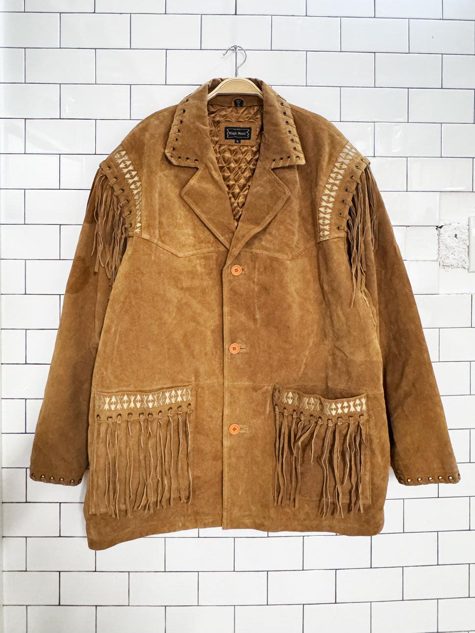 vintage high noon suede tassel trim rancher jacket | leather