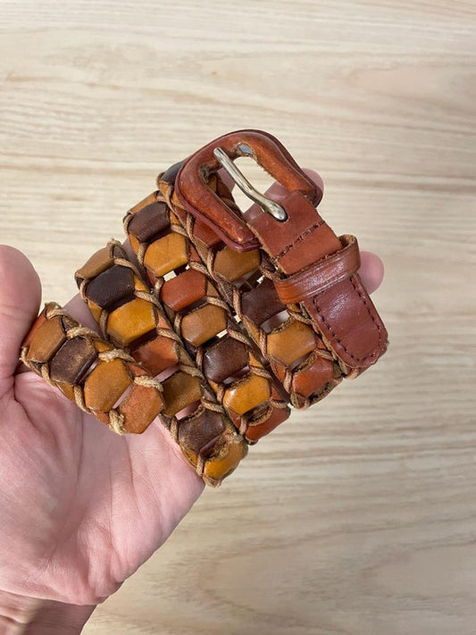 vintage multi - tone leather slim belt - good market thrift store