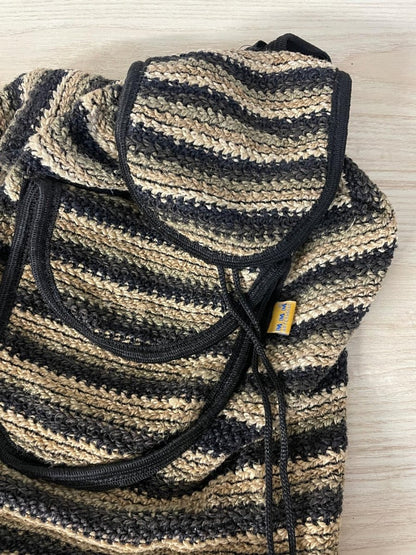 vintage 90s mmm artisans crochet jute backpack - good market thrift store