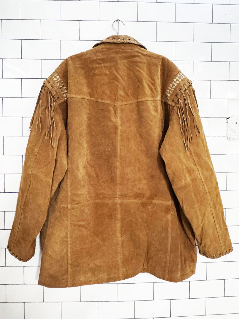 vintage high noon suede tassel trim rancher jacket | leather