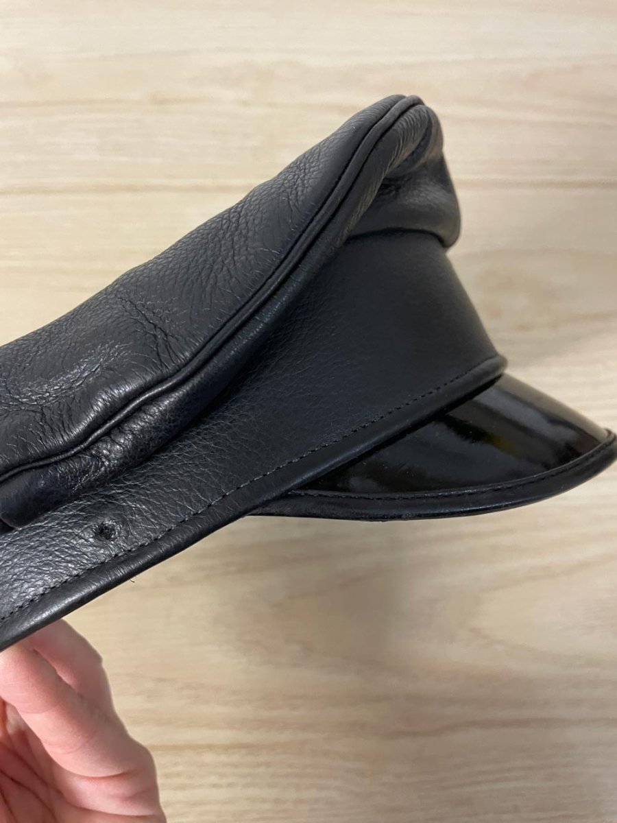 vintage northbound leather army police hat - good market thrift store