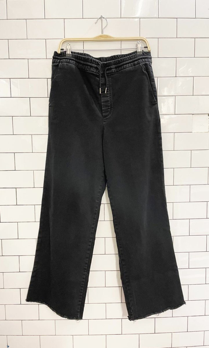 zara wide leg raw hem stretch denim pant - good market thrift store