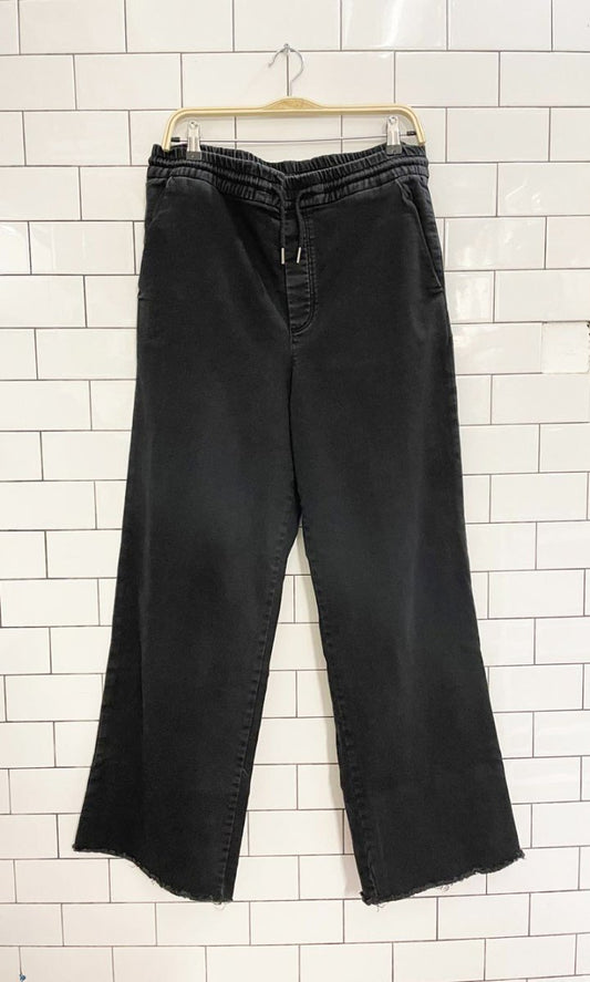 zara wide leg raw hem stretch denim pant - good market thrift store