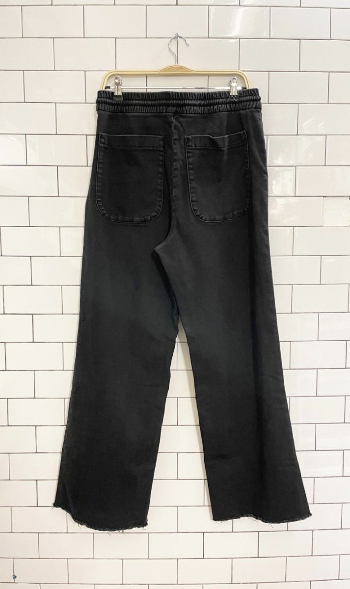 zara wide leg raw hem stretch denim pant - good market thrift store