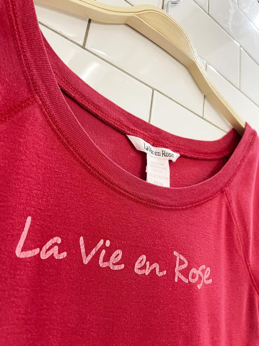 y2k la vie en rose cap sleeve tee - good market thrift store