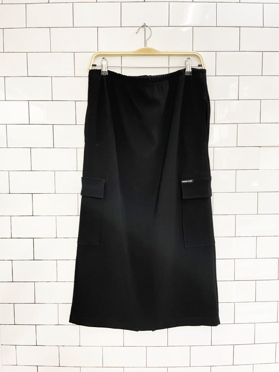 y2k higher state ribbed cargo midi skirt - good market thrift store