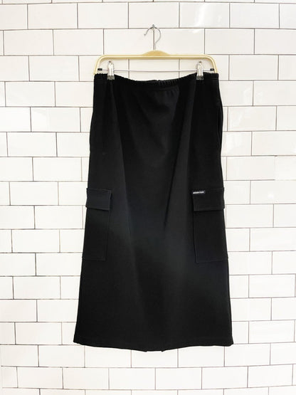 y2k higher state ribbed cargo midi skirt - good market thrift store