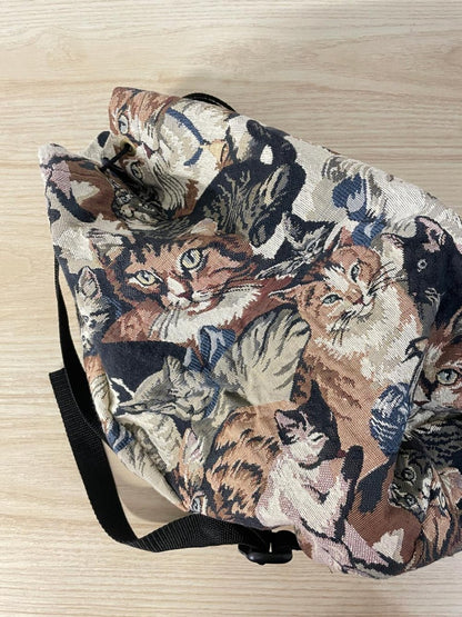 vintage cat tapestry sling backpack - good market thrift store
