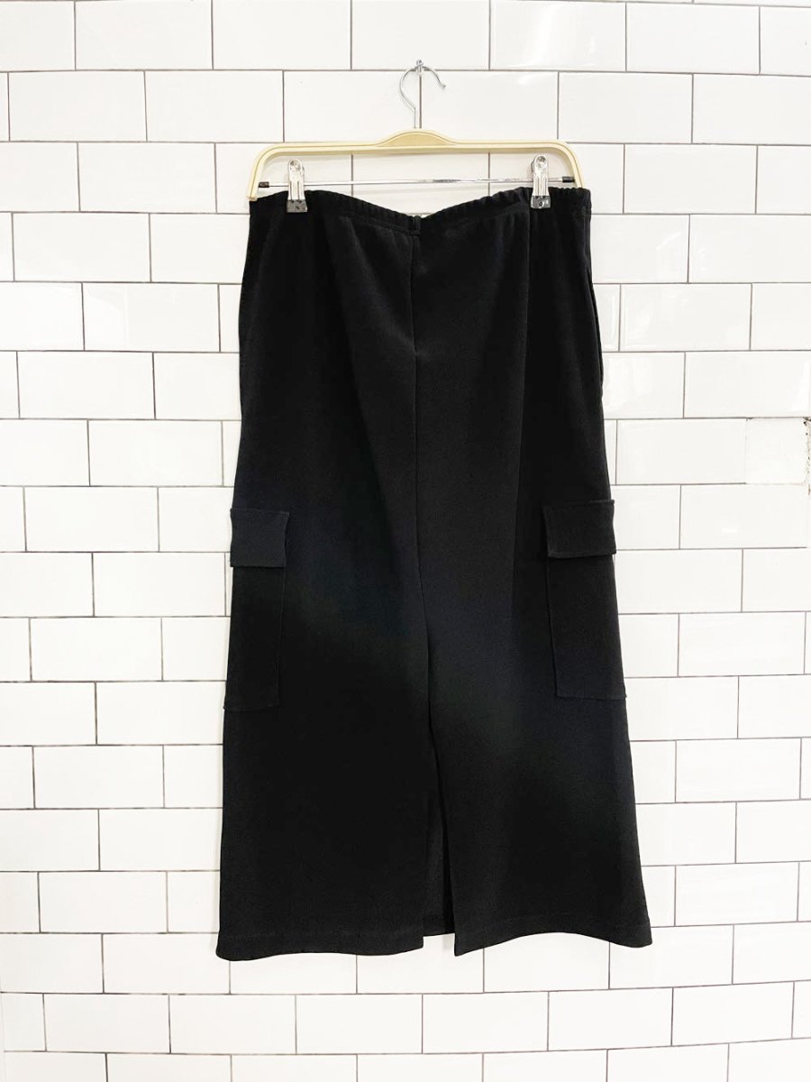 y2k higher state ribbed cargo midi skirt - good market thrift store