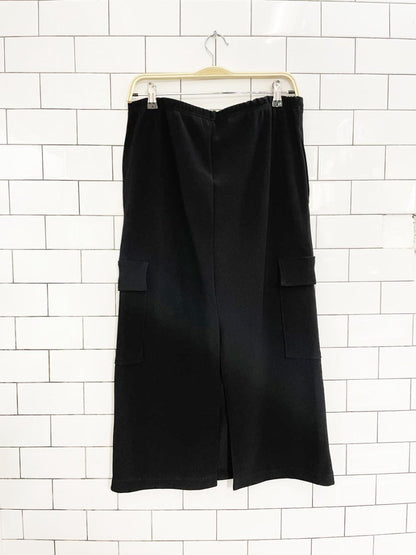 y2k higher state ribbed cargo midi skirt - good market thrift store