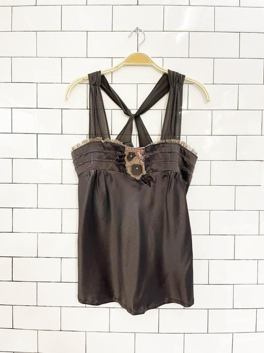 nwt UO lux y2k silk embellished tank - good market thrift store