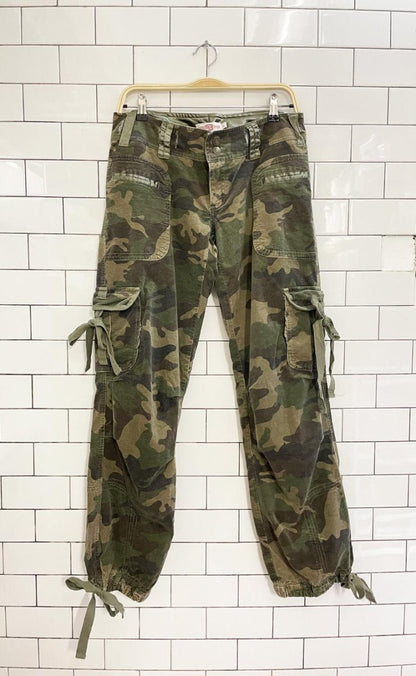 y2k cello USA corduroy camo cargo parachute pant - good market thrift store