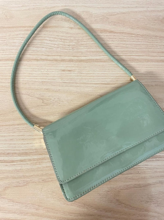 patent mint green shoulder bag - good market thrift store