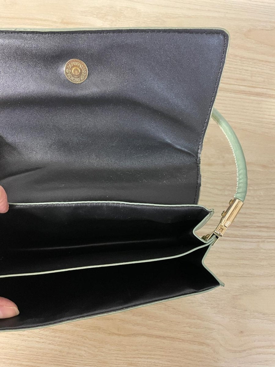 patent mint green shoulder bag - good market thrift store