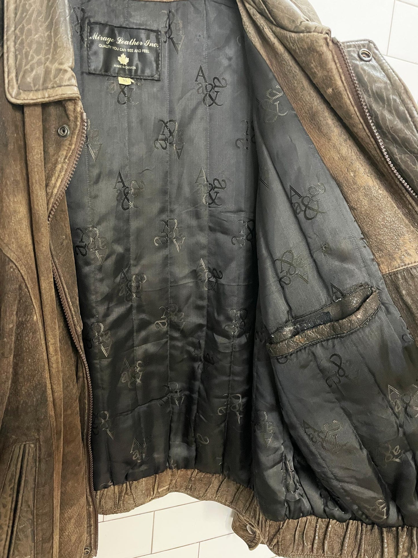 vintage mirage soft suede leather two tone bomber jacket | made in canada