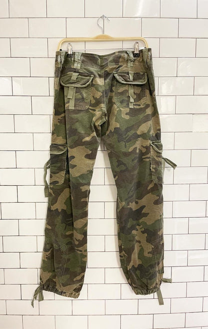 y2k cello USA corduroy camo cargo parachute pant - good market thrift store