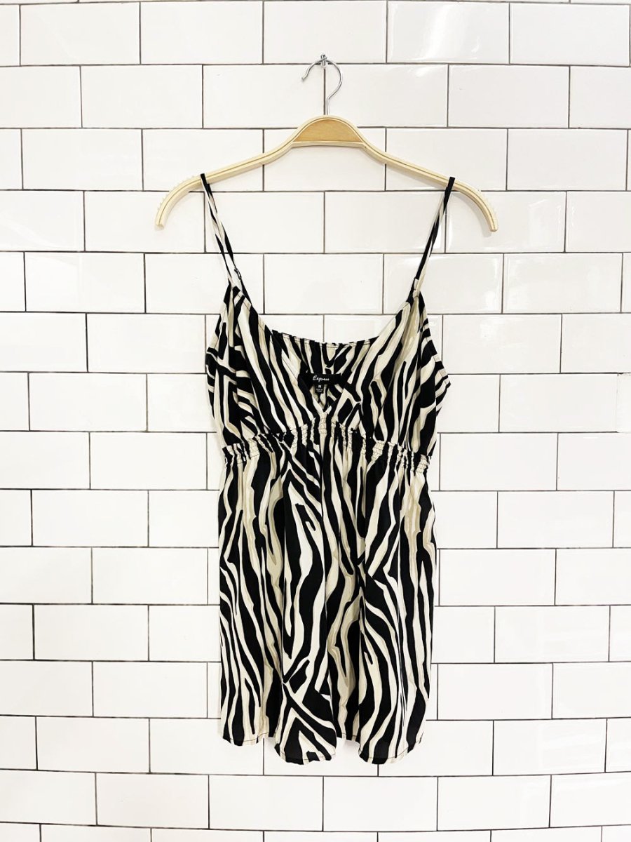 y2k express 100% silk animal print babydoll tank - good market thrift store