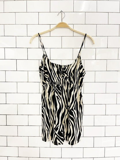 y2k express 100% silk animal print babydoll tank - good market thrift store