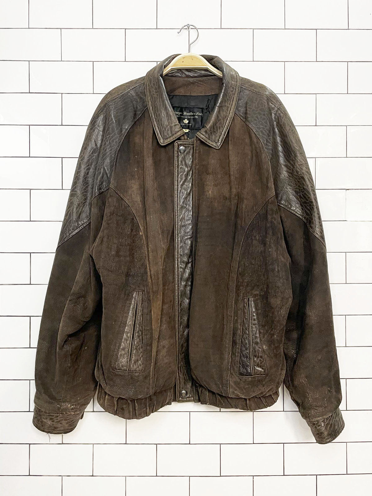 vintage mirage soft suede leather two tone bomber jacket | made in canada