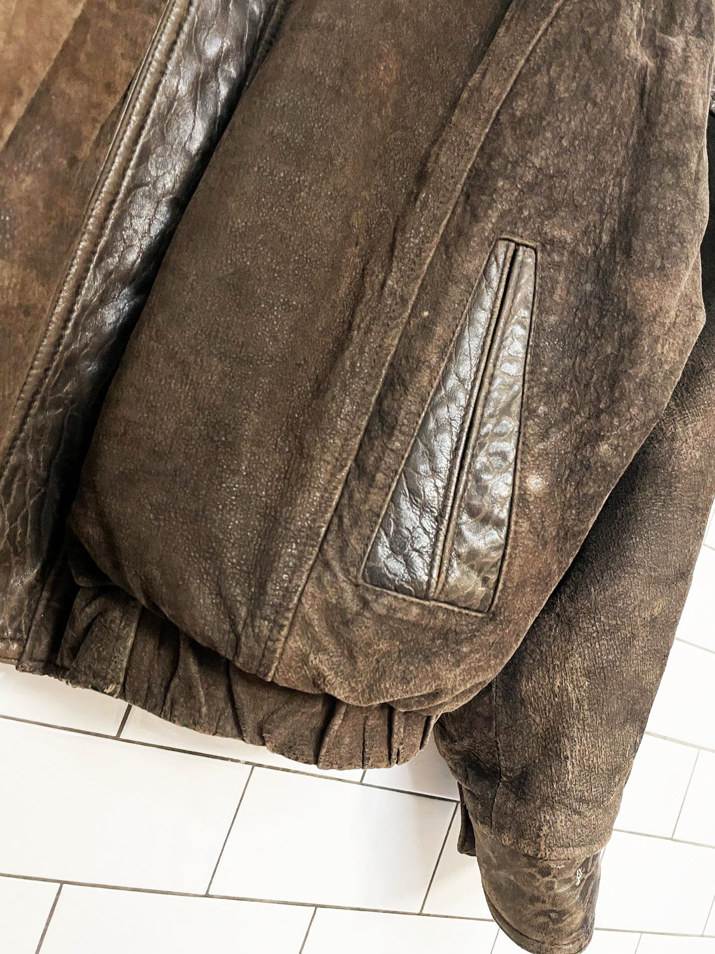 vintage mirage soft suede leather two tone bomber jacket | made in canada
