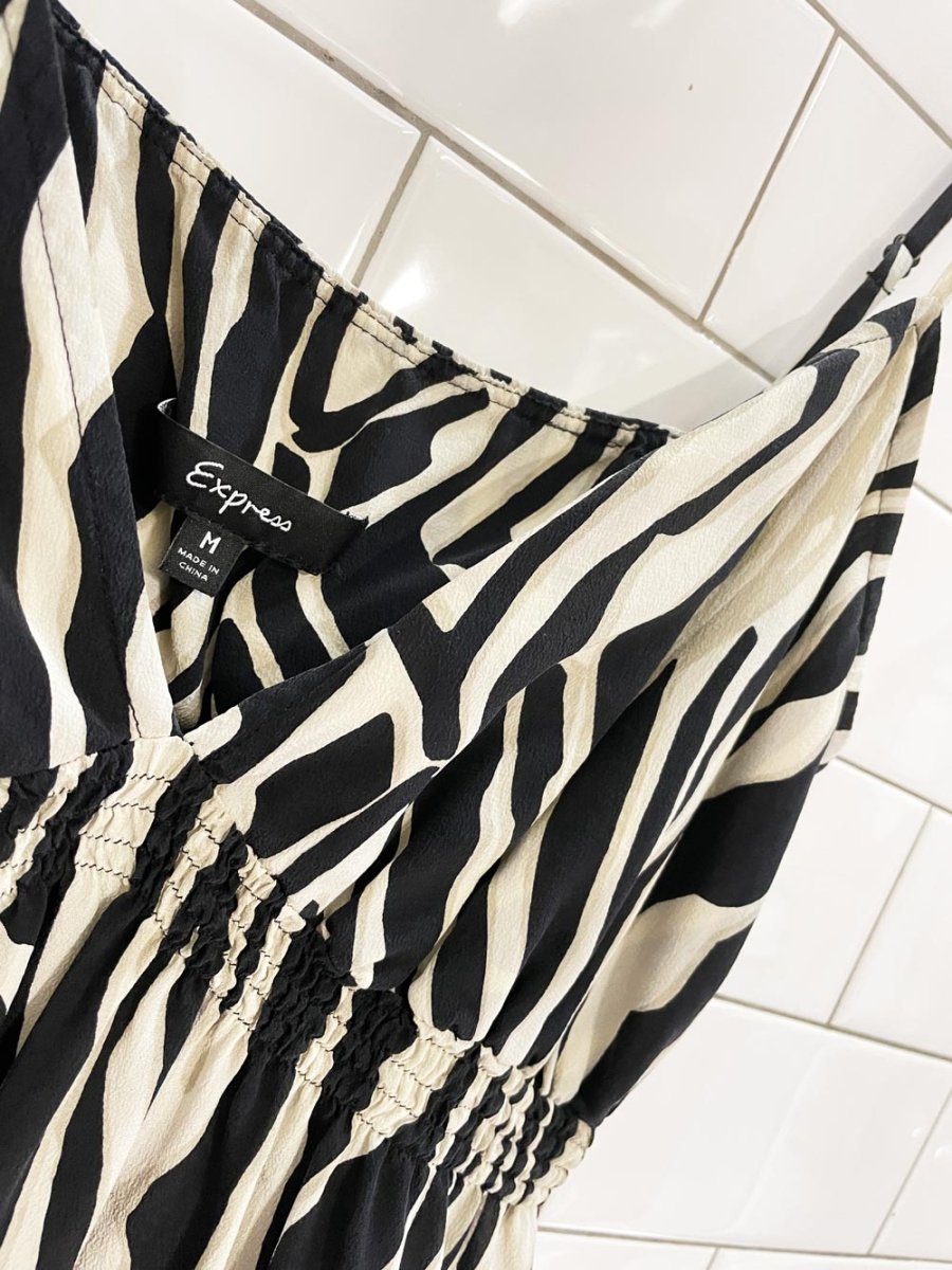 y2k express 100% silk animal print babydoll tank - good market thrift store