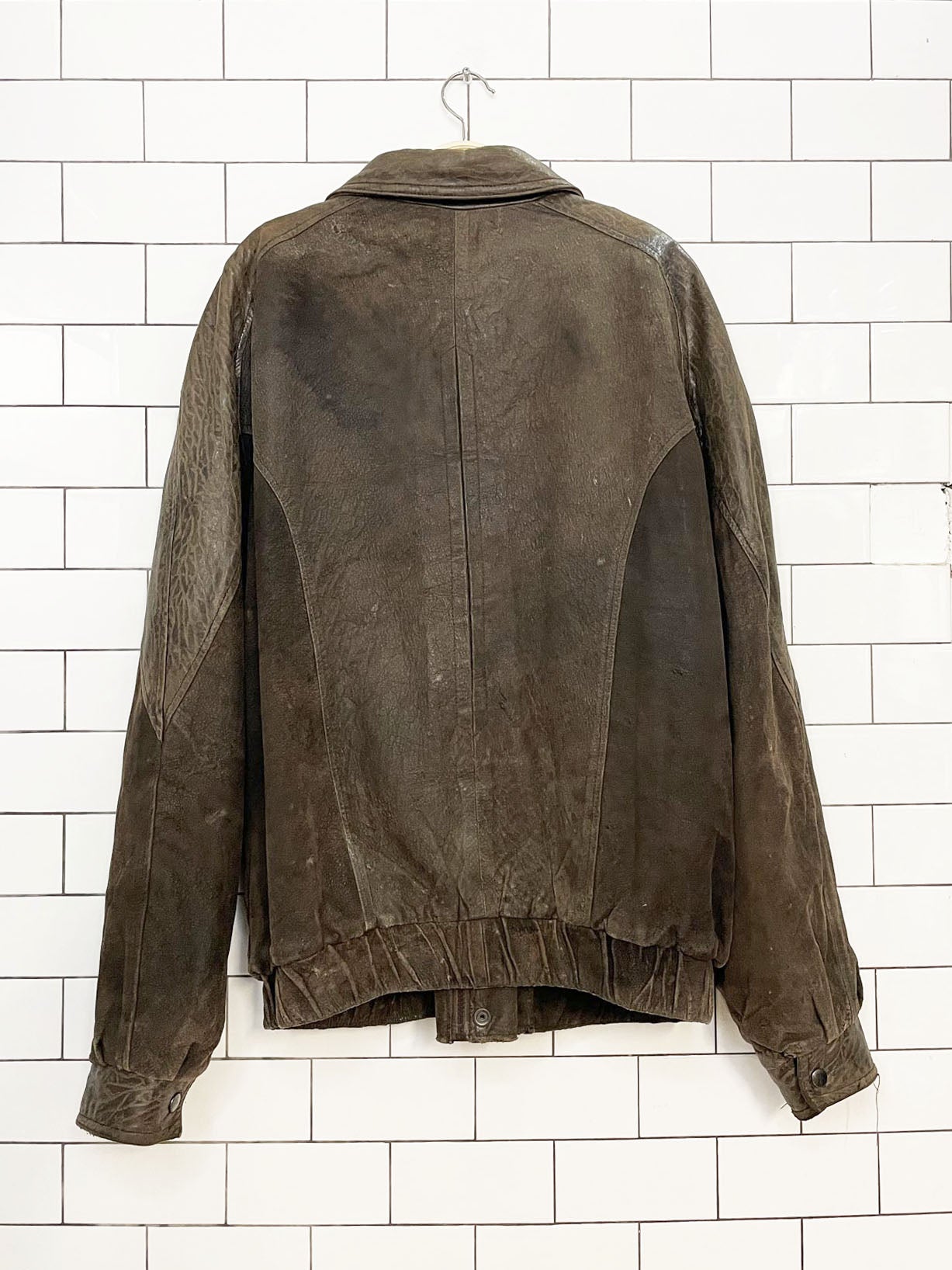 vintage mirage soft suede leather two tone bomber jacket | made in canada