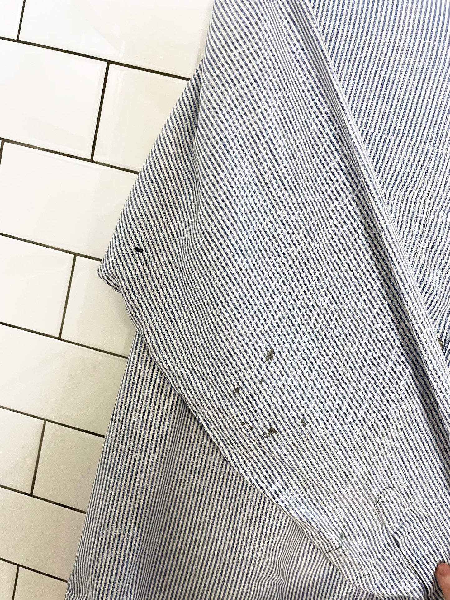 vintage 90s calvin klein sport blue stripe full button shirt
