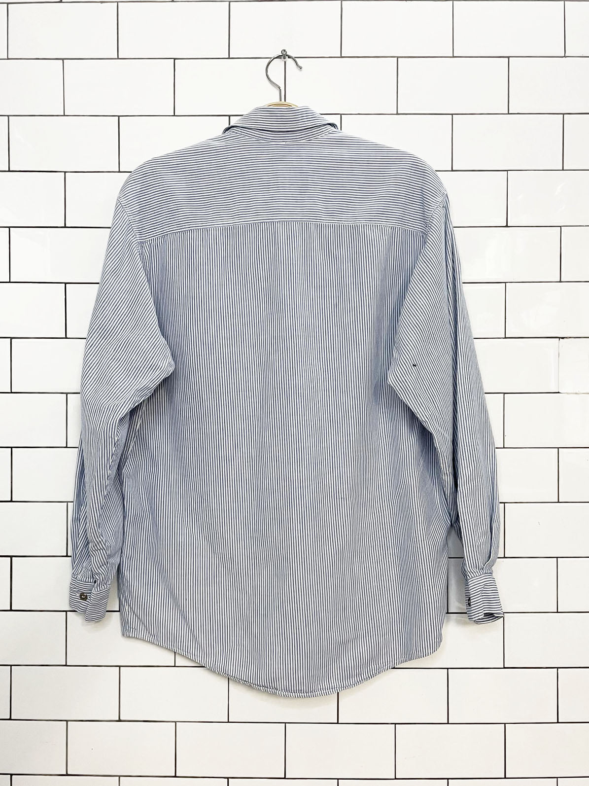 vintage 90s calvin klein sport blue stripe full button shirt