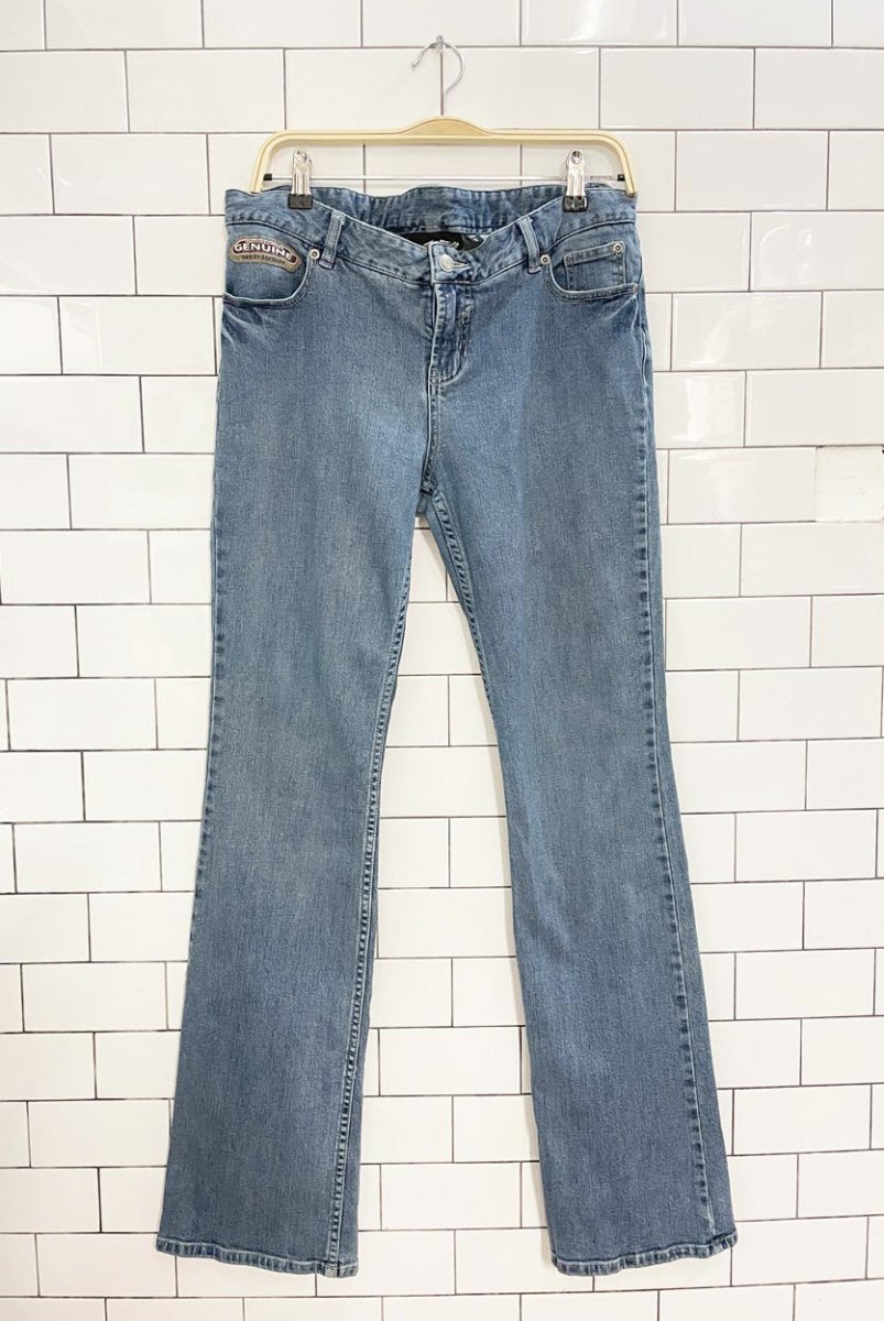 y2k harley davidson embroidered pocket low rise jeans - good market thrift store