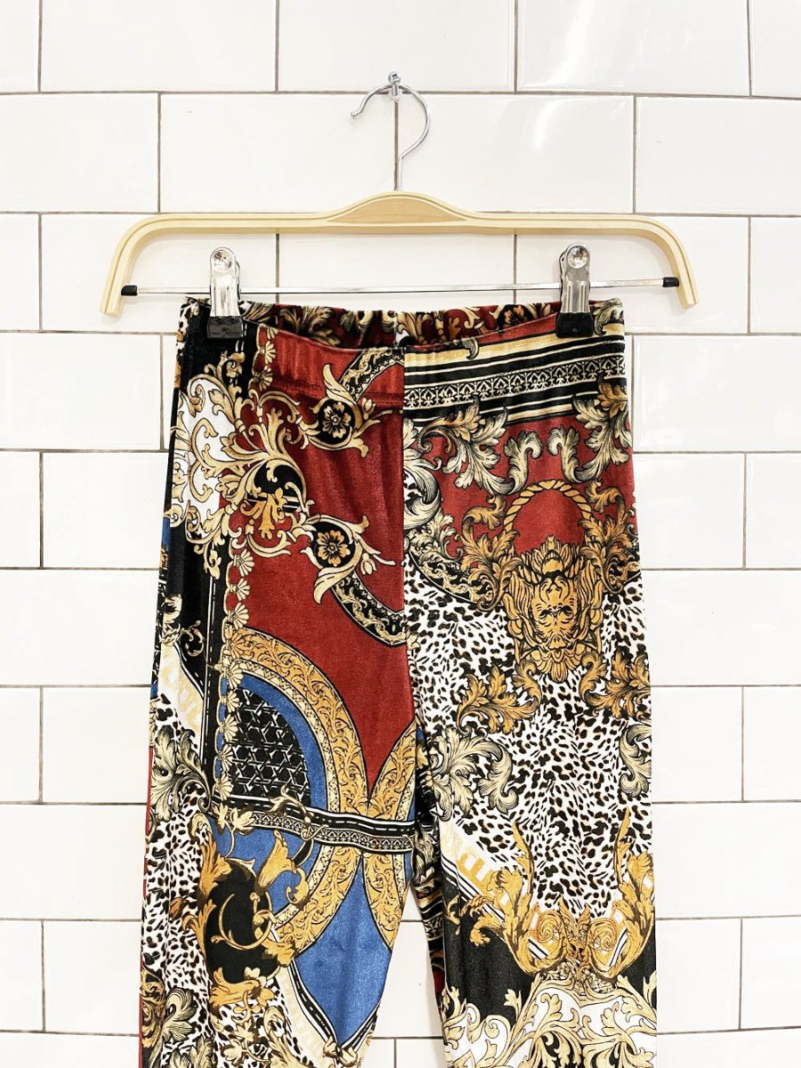 UO scarf print velvet flare pant - good market thrift store