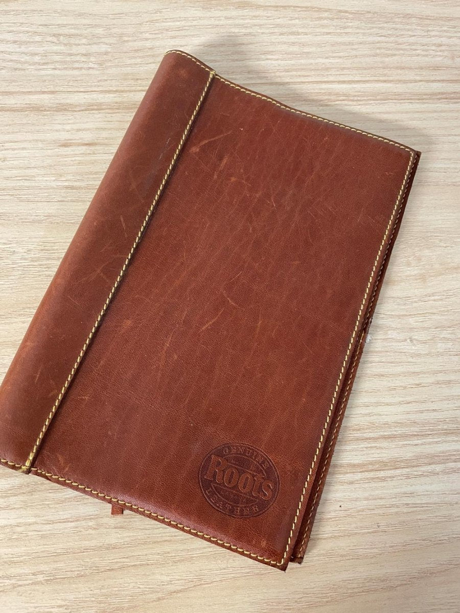 vintage roots leather notepad cover - good market thrift store