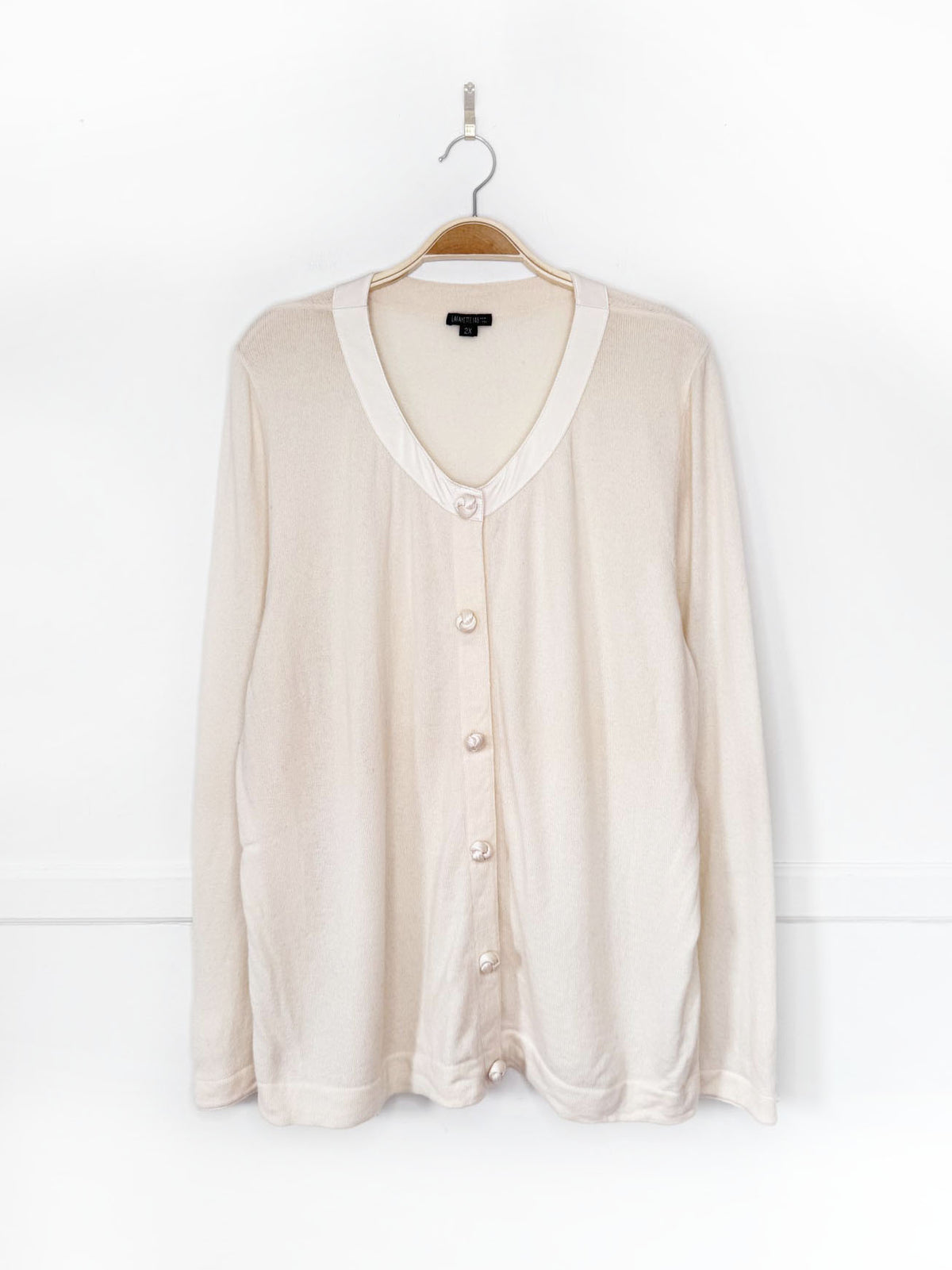 lafayette 148 100% cashmere knit silk trim cardigan sweater