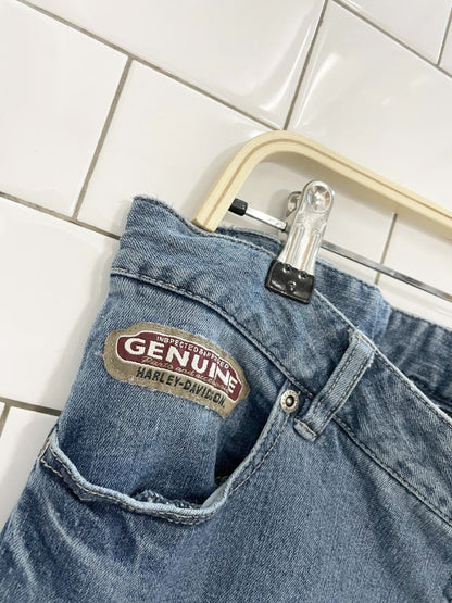 y2k harley davidson embroidered pocket low rise jeans - good market thrift store