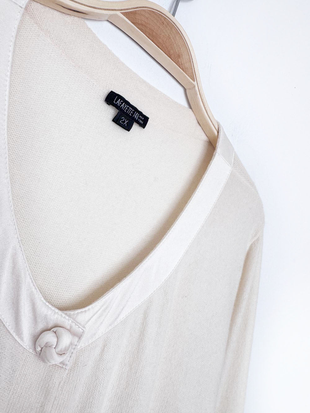 lafayette 148 100% cashmere knit silk trim cardigan sweater