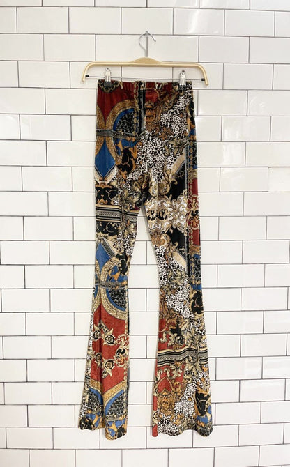 UO scarf print velvet flare pant - good market thrift store