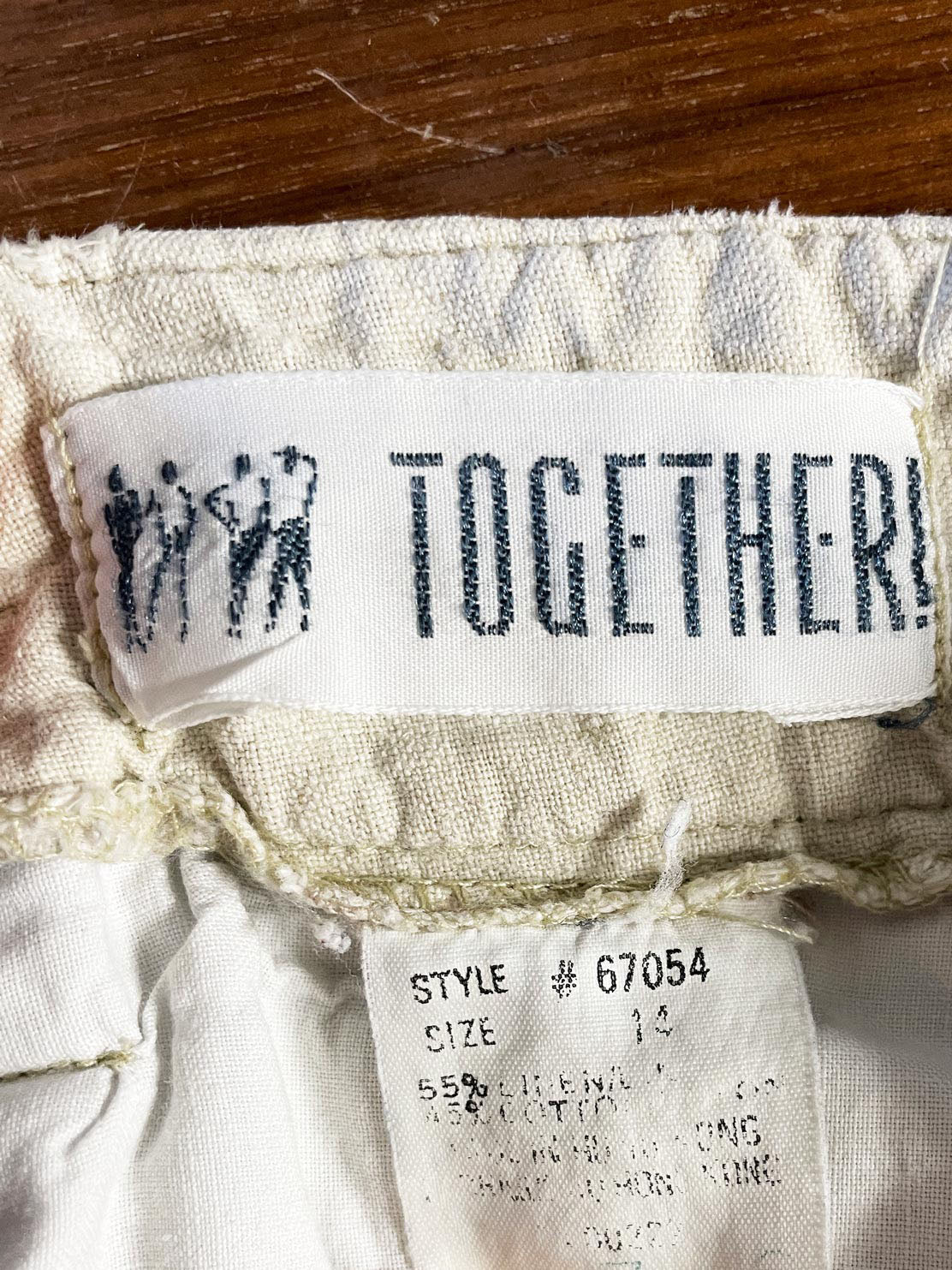 vintage 90s together linen-blend pleated high rise pants