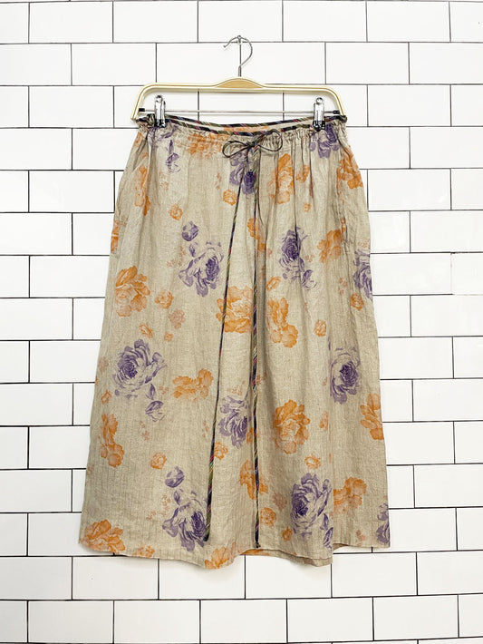 vintage geoffrey beene linen-blend floral midi skirt | union made | bergdorf goodman