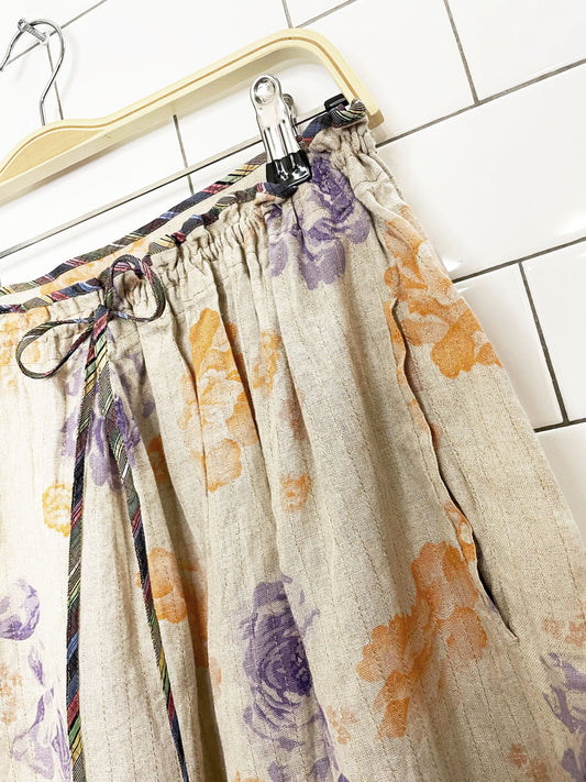 vintage geoffrey beene linen-blend floral midi skirt | union made | bergdorf goodman