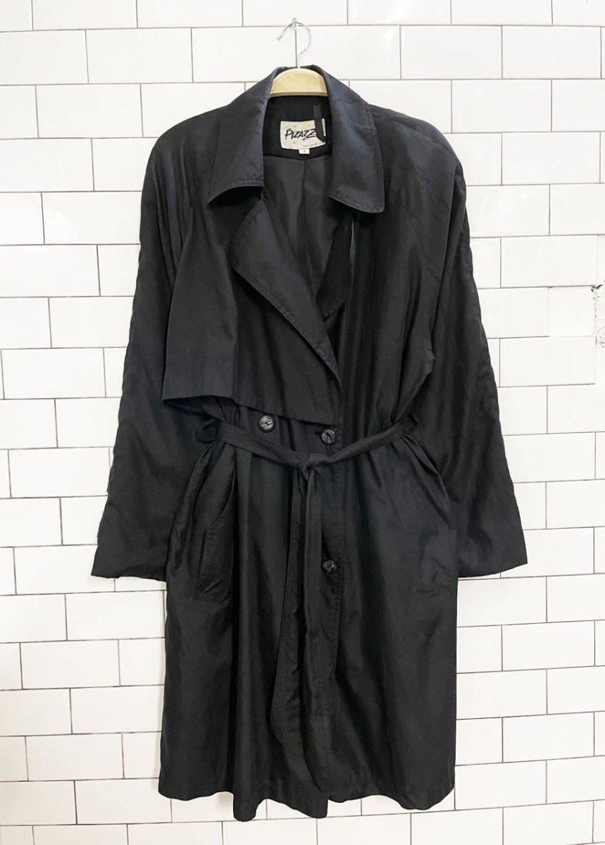 vintage 90s pizazz belted short trench coat - good market thrift store