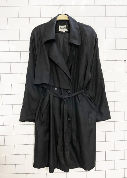 vintage 90s pizazz belted short trench coat - good market thrift store