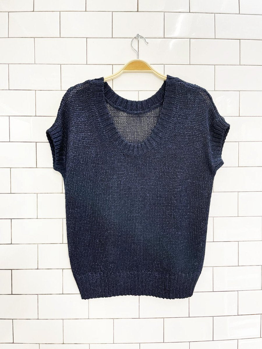 club monaco oversized metallic slub knit top - good market thrift store