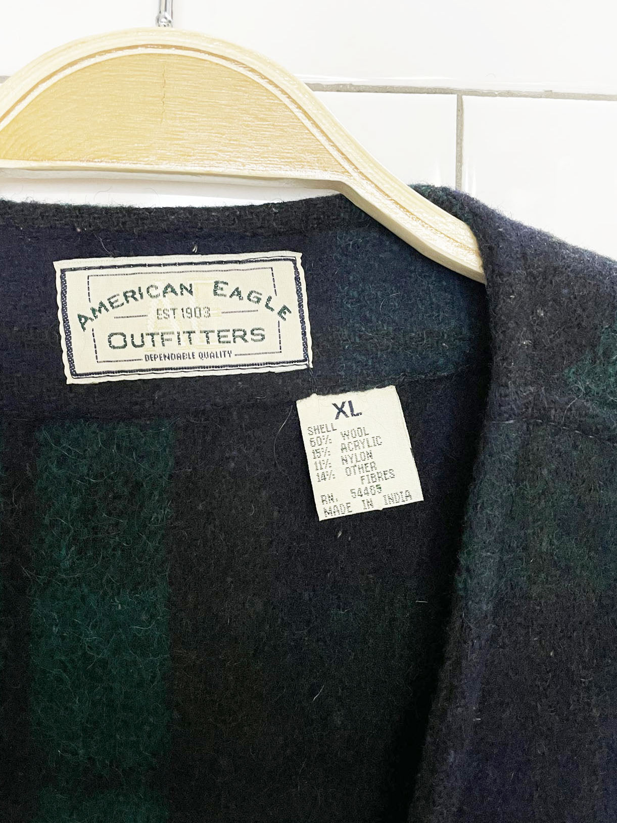vintage 90s american eagle wool-blend plaid vest