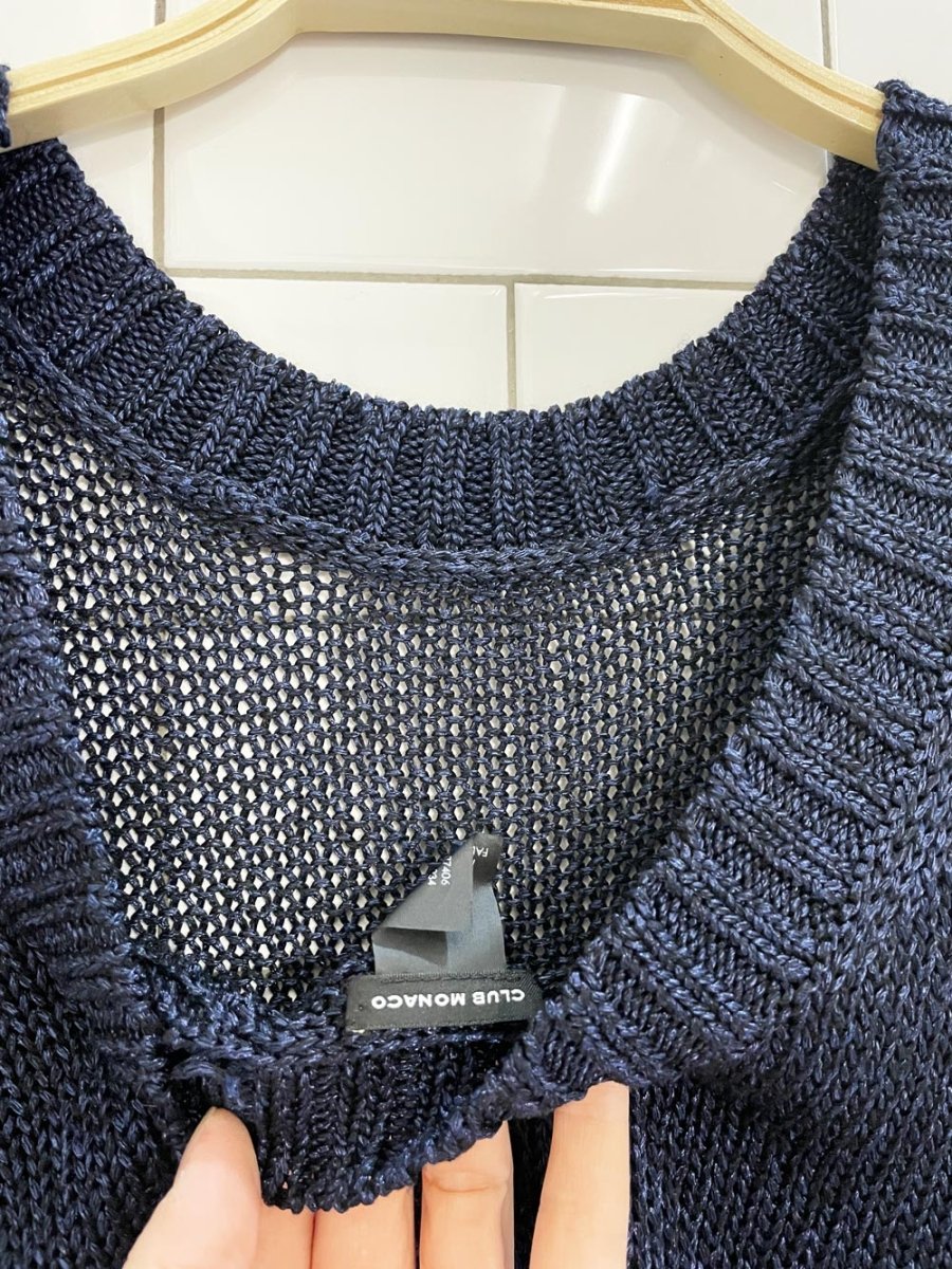 club monaco oversized metallic slub knit top - good market thrift store