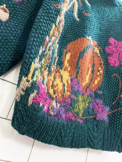 vintage 80s woolrich wool - mohair autumn pumpkin patch knit sweater - good market thrift store