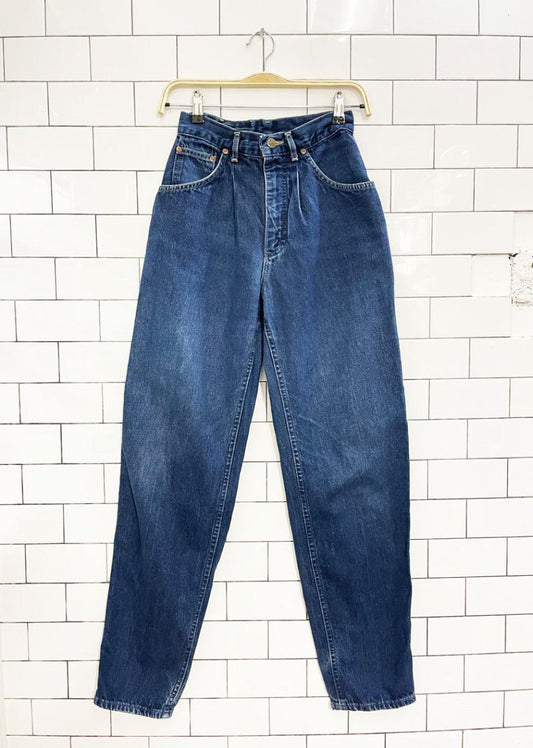 vintage 90s lee rider pleated indigo high waisted jeans | made in usa - good market thrift store