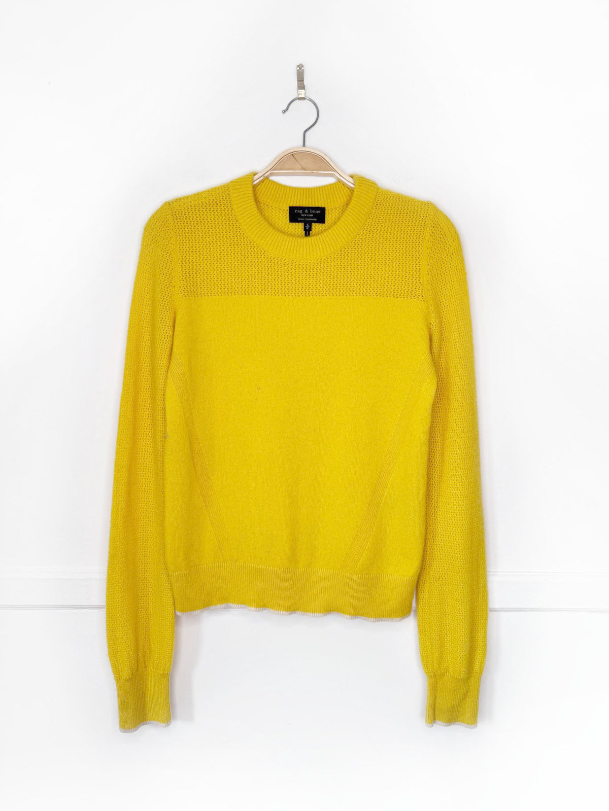 rag & bone 100% cashmere mesh knit sweater